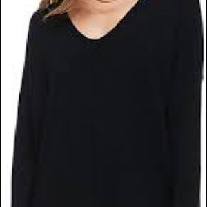 'ON' Soft V- Neck Black Sweater (Plus)